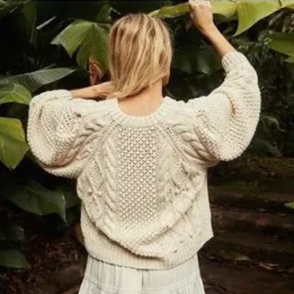 💋SOLD💋 🕊️🤍DÔEN ‘Anchor’ Hand Knit Organic Cotton Pullover Sweater Ivory S✨💋 - Picture 5 of 16